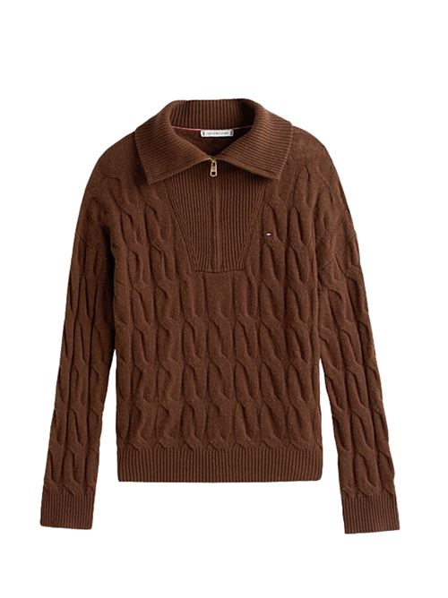 Maglione in lana a trecce con mezza zip Tommy Hilfiger | WW0WW46425GV0